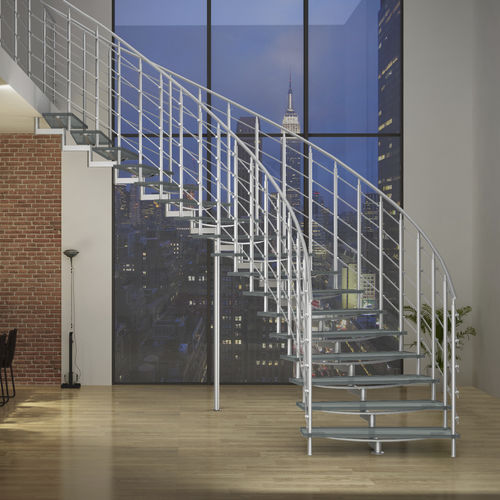 Escalier circulaire - BACKBONE SINGLE - IAM Design - à marches en verre / structure en acier inoxydable / contemporain