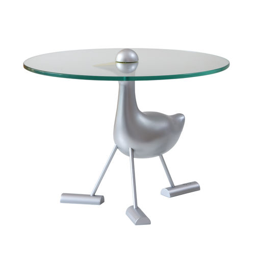Table d'appoint design original - PAPPERA  - A lot of Brasil - en verre / en aluminium / ronde