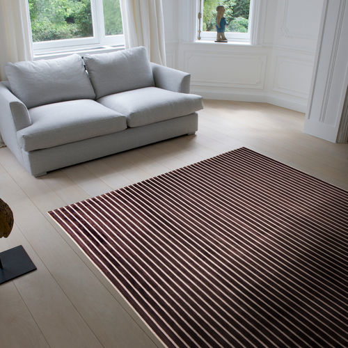 Tapis à rayures - 6108 CHOCOLAT - Louis De Poortere - en polyester / en plastique recyclé / en coton