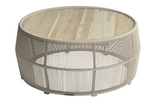 Table basse contemporaine - ISLA - Max Luuk - en fibres synthétiques / en teck / ronde