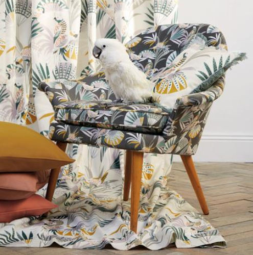 Tissu d'ameublement - AMAZONE : QUETZAL  - Camengo  - pour rideaux / à motif nature / à motif animalier