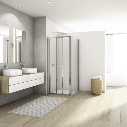 Paroi de douche coulissante - DIVERA D22S3+D22F1 - Ronal - d'angle / en verre Sécurit® / sur mesure
