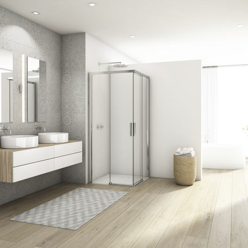 Paroi de douche coulissante - DIVERA D22SE2B - Ronal - d'angle / en verre Sécurit® / en verre transparent
