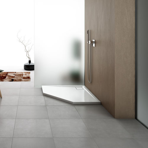 Receveur de douche d'angle - LIVADA - W205 - Ronal - à poser / en résine / avec évacuation en angle