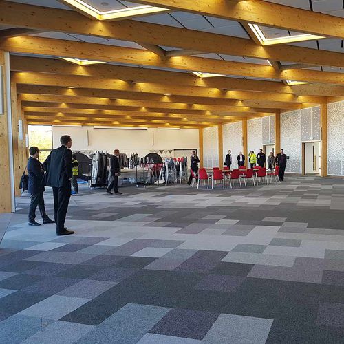 Panneau acoustique pour plafond - Dining Room University of Warwick Coventry - Bruag Design Factory AG - MDF / rectangulaire / pour agencement intérieur