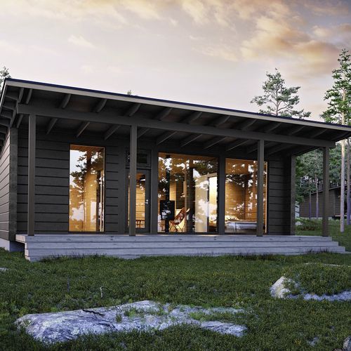 Maison préfabriquée - Glass House - KONTIO - écologique / contemporaine / avec terrasse
