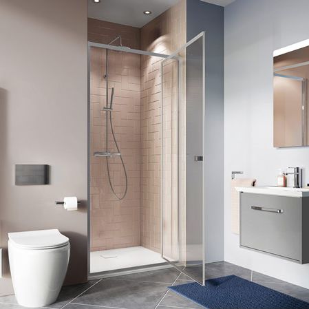 Cabine de douche en verre - CLEAR 6 - Crosswater - avec porte pivotante / en niche