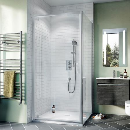 Cabine de douche en verre - KAI 6 - Crosswater - en aluminium / avec porte pivotante / d'angle