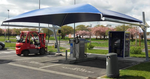 Structure tendue sur ossature métallique - WASHING AND ASPIRATION – CONSOL - Eugreb Invest - pour abri de voiture / avec membrane en pvc / pour parking