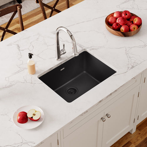 Évier noir - ELGU2522BK0 - Elkay Manufacturing Company - 1 bac / sans égouttoir / en quartz