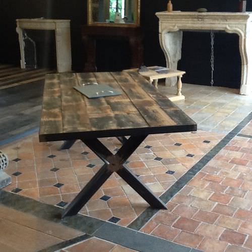 Table classique - bca materiaux anciens - en bois / en bois massif / ronde