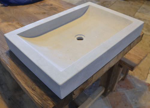 Évier 2 bacs - bca materiaux anciens - sans égouttoir / en pierre naturelle / timbre d'office