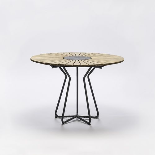 Table à manger contemporaine - CIRCLE - Houe - en granite / en bambou / en acier à revêtement par poudre
