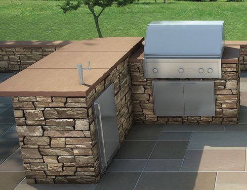 Cuisine d'extérieur - SIGNATURE - shaw brick - classique / en béton / avec îlot