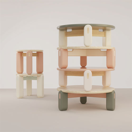 Table d'appoint contemporaine - MONA - Mambo Unlimited Ideas - en chêne naturel / en travertin / avec piètement en bois laqué
