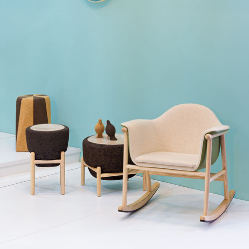 Fauteuil contemporain - GAGO - DAM - en cuir / en noyer / en frêne
