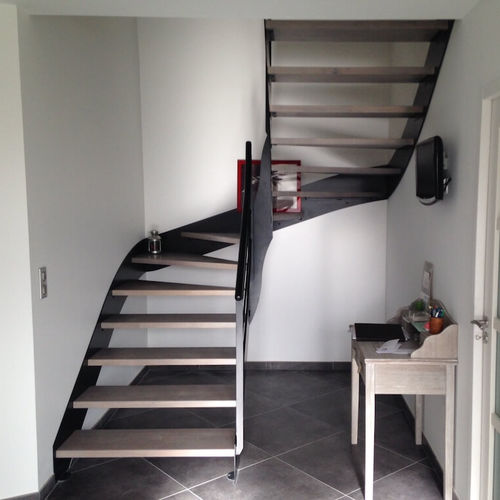 Escalier droit - NORMANDIE - ESCALIER DESIGN 14 - quart tournant / demi-tournant / à marches en bois