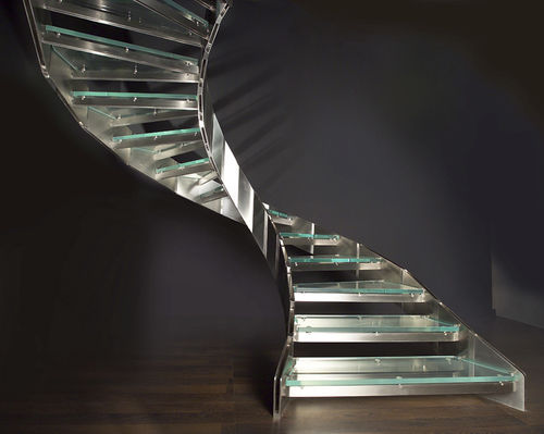 Escalier circulaire - LUXE - ESCALIER DESIGN 14 - à marches en verre / structure en métal / contemporain