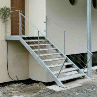 Escalier droit - MANCHE - ESCALIER DESIGN 14 - à marches en acier inox / structure en acier inoxydable / d'extérieur