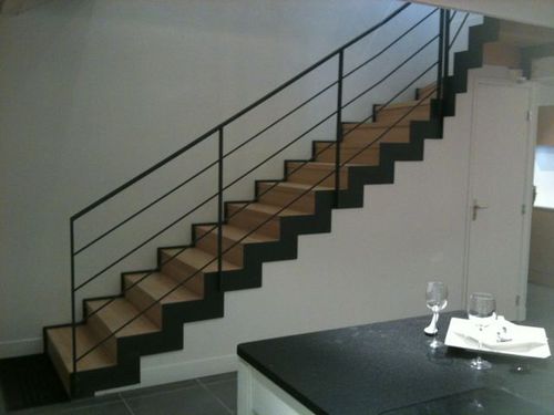 Escalier quart tournant - CHERBOURG - ESCALIER DESIGN 14 - à marches en bois / structure en acier / contemporain