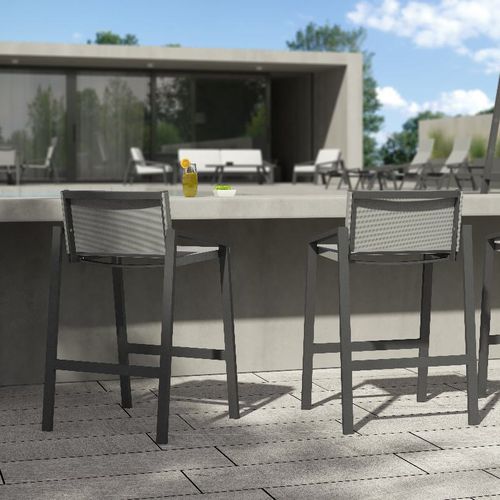 Chaise de bar contemporaine - PULVIS - 10Deka - d'extérieur / en Textilene® / avec piètement en aluminium