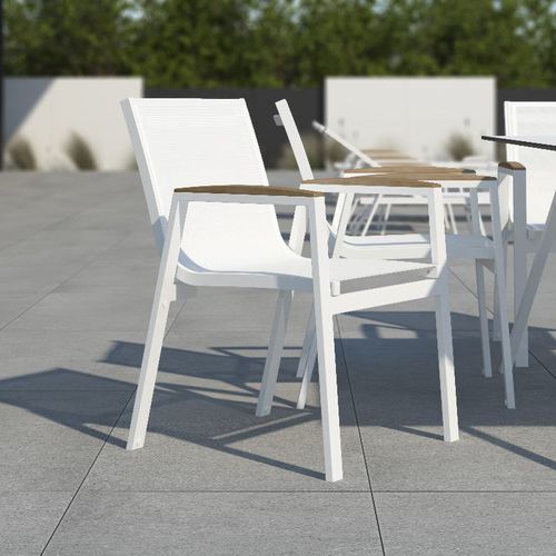 Chaise de salle à manger contemporaine - AMELIA - 10Deka - d'extérieur / en Textilene® / avec piètement en aluminium