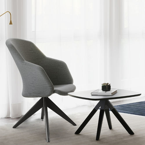 Table basse contemporaine - A-CROSS - burgessfurniture - en HPL / avec piètement en HPL / ronde