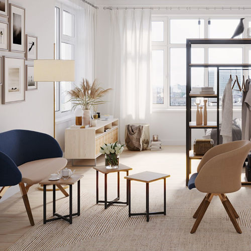 Table basse contemporaine - OPEN CONCEPT - burgessfurniture - en acier / en bois / avec piètement en acier