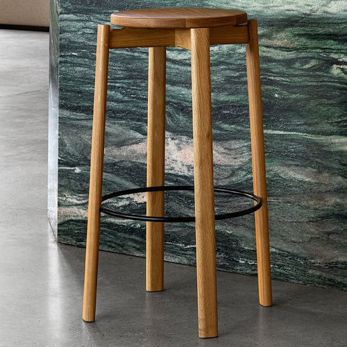 Tabouret de bar contemporain - PASSAGE - AUDO - en tissu / en chêne / en noyer