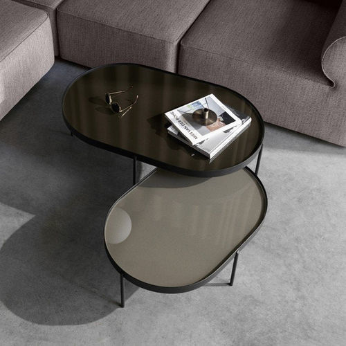 Table gigogne contemporaine - NONO - AUDO - en verre trempé / avec piètement en aluminium / avec piètement en acier thermolaqué