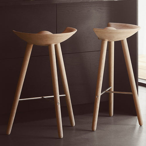 Tabouret de bar contemporain - ML  - AUDO - en chêne / en hêtre / avec piètement en chêne