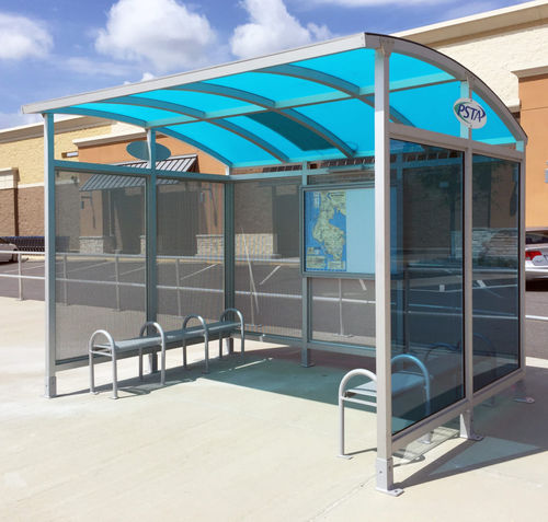 Abribus en verre - SLIMLINE ARCH - Brasco International Inc. - en aluminium anodisé / en polycarbonate / en acrylique