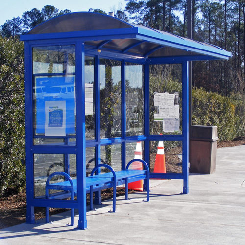 Abribus en verre - SLIMLINE BARREL - Brasco International Inc. - en aluminium anodisé / en polycarbonate / en acrylique
