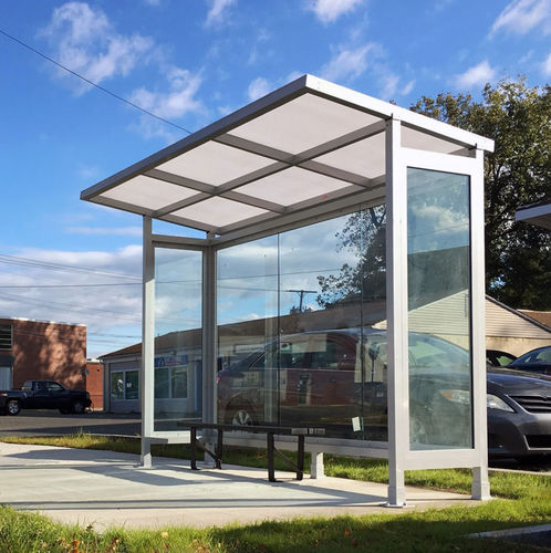 Abribus en verre - SLIMLINE SHED - Brasco International Inc. - en aluminium anodisé / en polycarbonate / en acrylique