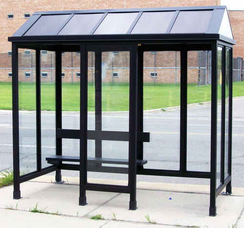 Abribus en verre - SLIMLINE GABLE - Brasco International Inc. - en aluminium anodisé / en polycarbonate / en acrylique