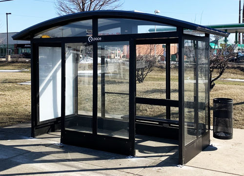 Abribus en verre - SLIMLINE REVERSE BARREL - Brasco International Inc. - en aluminium anodisé / en polycarbonate / en acrylique