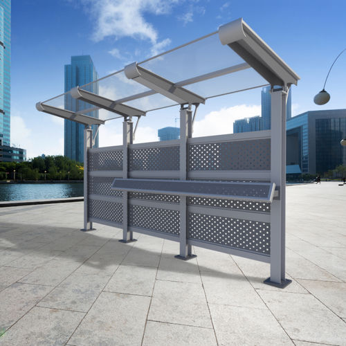 Abribus en aluminium - STRAIGHT I-BEAM INTERLUDE - Brasco International Inc. - en verre trempé / en polycarbonate