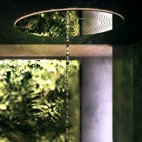 Pommeau de douche encastrable au plafond - ONE TOP - Aquademy - rond / pluie / cascade
