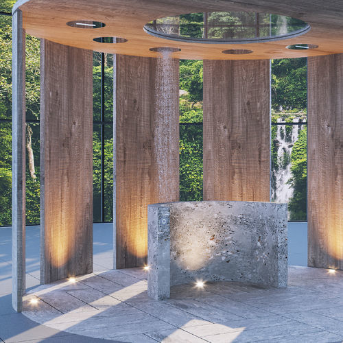 Pommeau de douche encastrable au plafond - PATH 30 TOP - Aquademy - rond / pluie / cascade