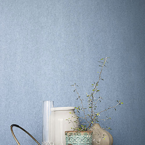 Papier peint de style - OCEAN BLUE - Eco - uni / bleu / métallisé
