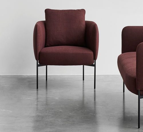 Fauteuil club contemporain - BONNET - Adea - en cuir / en tissu / en métal