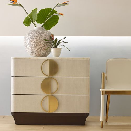 Commode contemporaine - SOLSTICE - Baker Furniture Co. - en acajou / en laiton / en pierre