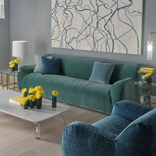 Canapé contemporain - MEDITERRANEO  - Baker Furniture Co. - en tissu / vert / avec piètement en résine
