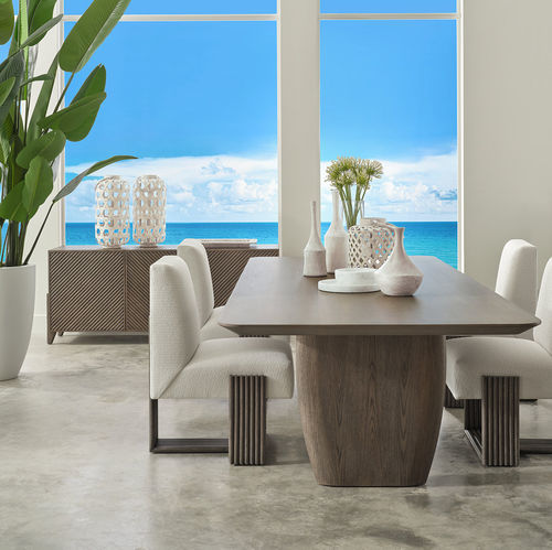 Table à manger contemporaine - SURF  - Baker Furniture Co. - en bois / avec piètement en chêne / avec piètement en plaqué bois