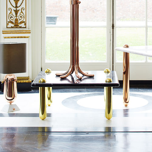 Table basse classique - ULTRA - Jonathan Adler - en laiton poli / en marbre / carrée