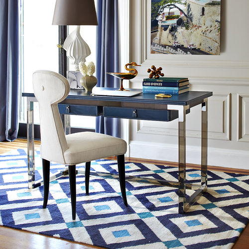 Bureau classique - JACQUES - Jonathan Adler - en laiton / en cuir / en verre acrylique