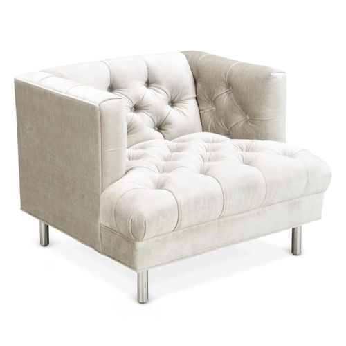 Fauteuil chesterfield - BAXTER T-ARM  - Jonathan Adler - en velours / en coton / en aluminium