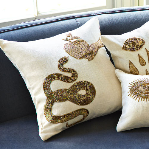 Coussin pour canapé - MUSE SNAKE & APPLE - Jonathan Adler - carré / à motif / en lin