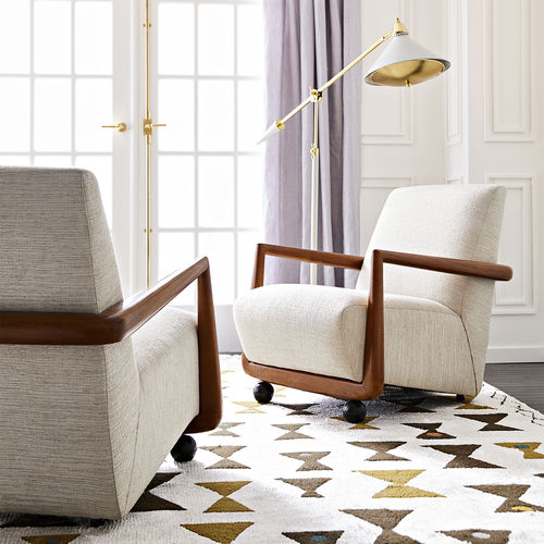 Fauteuil club contemporain - ST. GERMAIN - Jonathan Adler - en lin / en bois massif