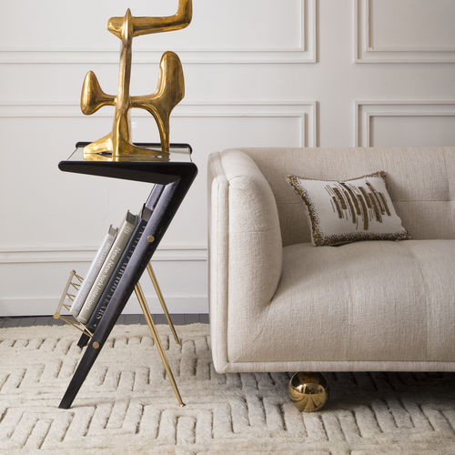 Table d'appoint contemporaine - ST. GERMAIN - Jonathan Adler - en bois massif / en verre / en laiton poli